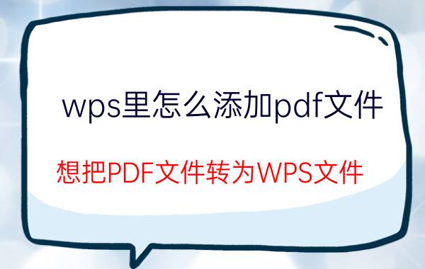 wps里怎么添加pdf文件 想把PDF文件转为WPS文件，应该怎么转换？